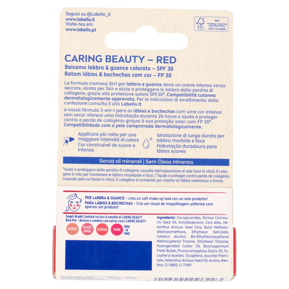Labello Caring Beauty Lip & Cheek Red SPF 30 4,8 g
